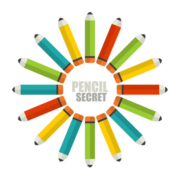 Emblem with colorful pencils. - Vecteur, image