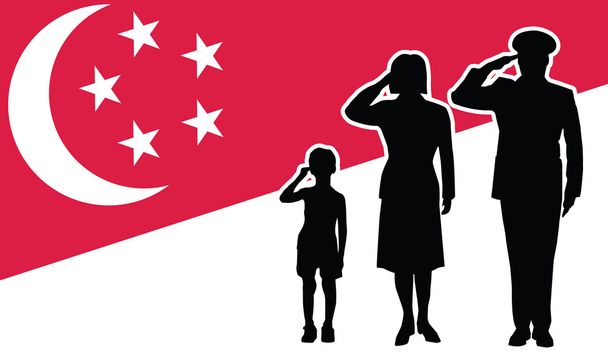 シンガポールの兵士家族サリュート - ベクター画像