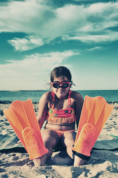 Girl with flippers - Photo, image