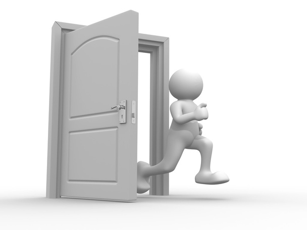 Muž běží skrz otevřené dveře - Fotografie, Obrázek
