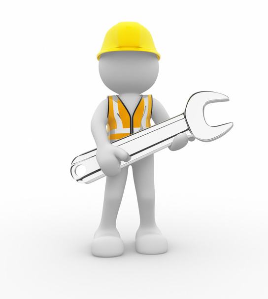 Worker with wrench - Фото, зображення