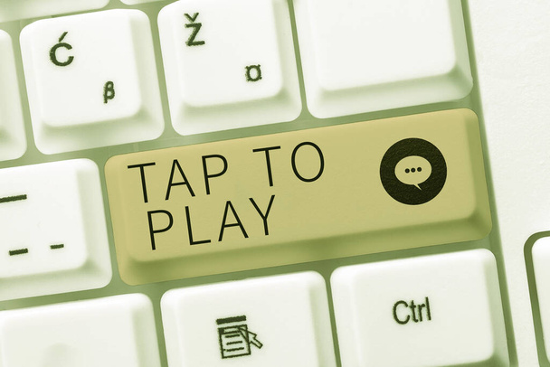 Текст, показывающий вдохновение Нажмите, чтобы играть, бизнес-идея Коснитесь экрана, чтобы начать играть в игру или что-то еще -48540 - Фото, изображение