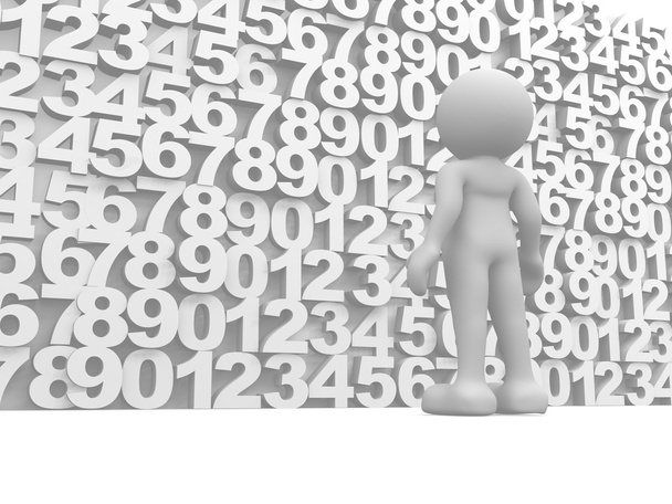 Людський персонаж біля стіни чисел
 - Фото, зображення