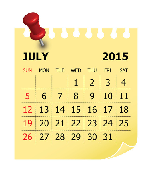 2015. kalendář červenec - Vektor, obrázek