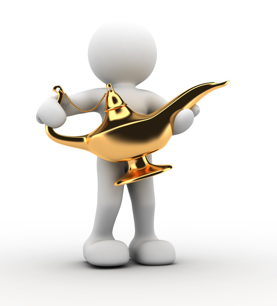Άτομο με το χρυσό λυχνάρι του Αλαντίν - Φωτογραφία, εικόνα