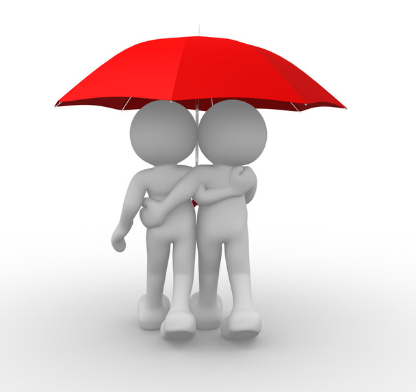 Embracing couple with umbrella - Foto, Bild