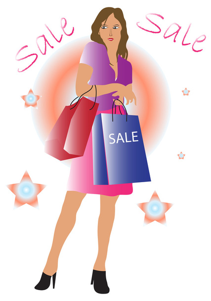 Woman shopping - Διάνυσμα, εικόνα