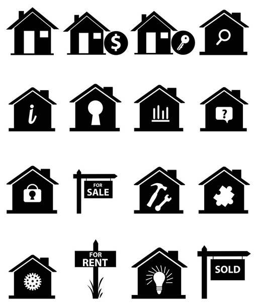 Real Estate Icons Set - Vector, afbeelding