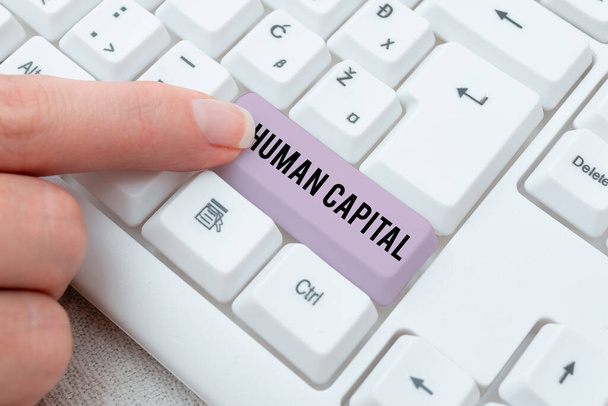 Text sign showing Human Capital, Business idea Intangible Collective Resources Competence Capital Education -49116 - 写真・画像