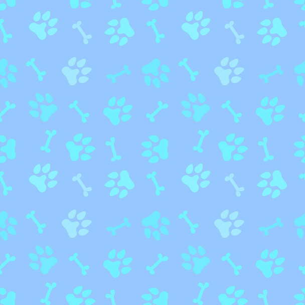 Cartoon doodle animals seamless dogs footprints and bones pattern for clothes print and kids accessories and notebooks and fabrics and wrapping shop paper. High quality illustration - Foto, Bild