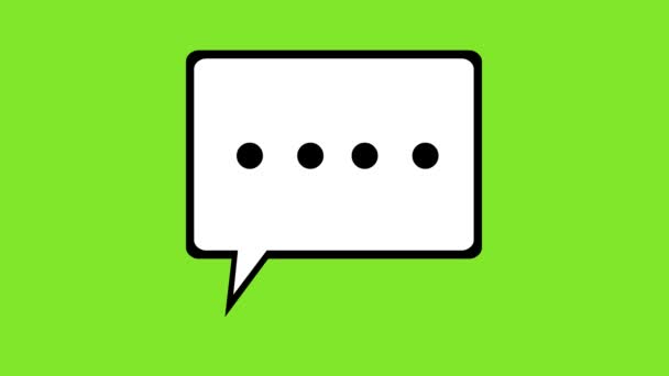 Черно-белая анимация значка пузыря речи, на зеленом ключевом фоне хромы - Кадры, видео