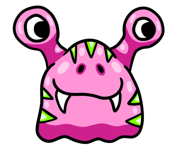 Digital illustration of a adorable funny pink snail monster - 写真・画像