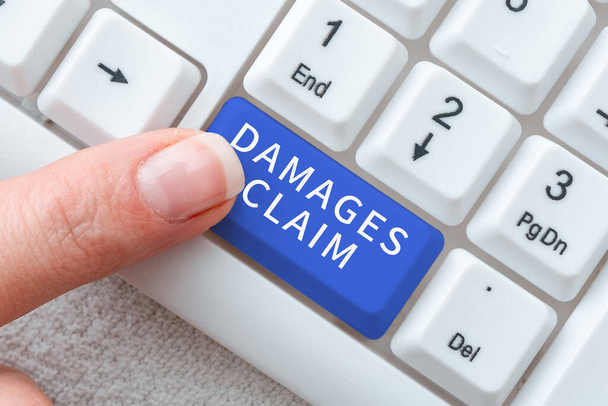 Text showing inspiration Damages Claim, Business concept Demand Compensation Litigate Insurance File Suit -48989 - Foto, imagen