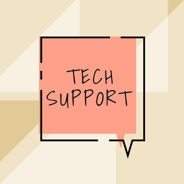 Sign displaying Tech Support, Business showcase Assisting individuals who are having technical problems Empty Speech Bubble Presenting Ideas And Strategies For Development. - Photo, Image