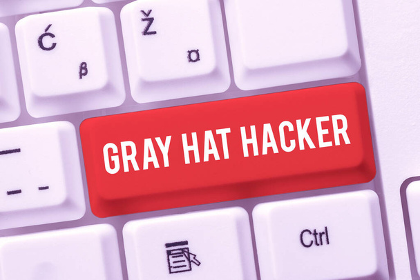 Sign displaying Gray Hat Hacker, Word for Computer security expert who may sometimes violate laws -48808 - Foto, Imagem