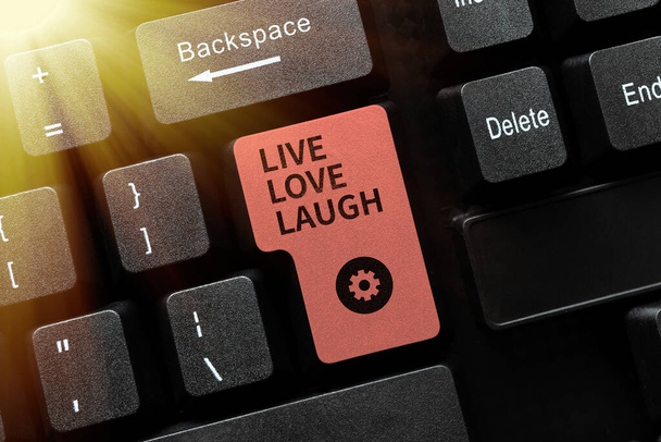 Εννοιολογική απεικόνιση Live Love Laugh, Επιχειρηματική έννοια Εμπνευστείτε θετικά απολαύστε τις μέρες σας γελώντας με καλό χιούμορ -49067 - Φωτογραφία, εικόνα