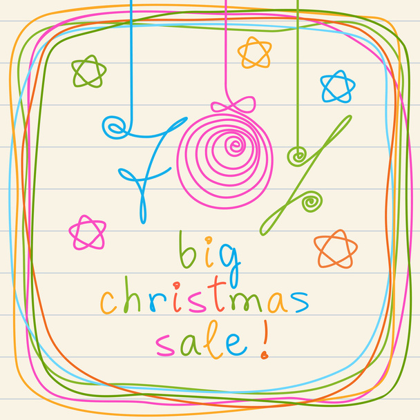 Doodles inscription - big christmas sale! - Vector, afbeelding