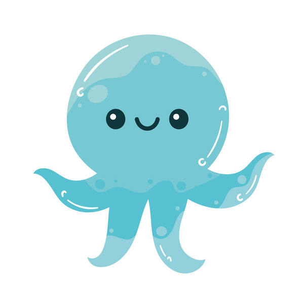 octopus blue sealife animal icon - Вектор, зображення