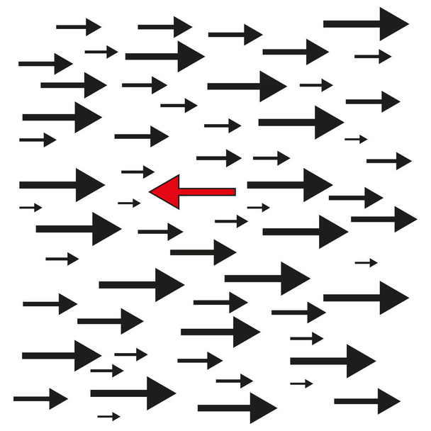 Black different straight arrows. Vector illustration. stock image. EPS 10. - Vektor, obrázek