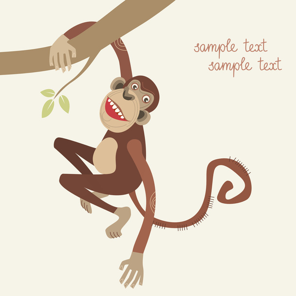 Monkey hanging from a tree branch - Vector, Image