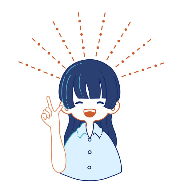 Иллюстрация девушки в футболке с костюмом, которая делает позитивное предложение с веселой улыбкой - Вектор,изображение