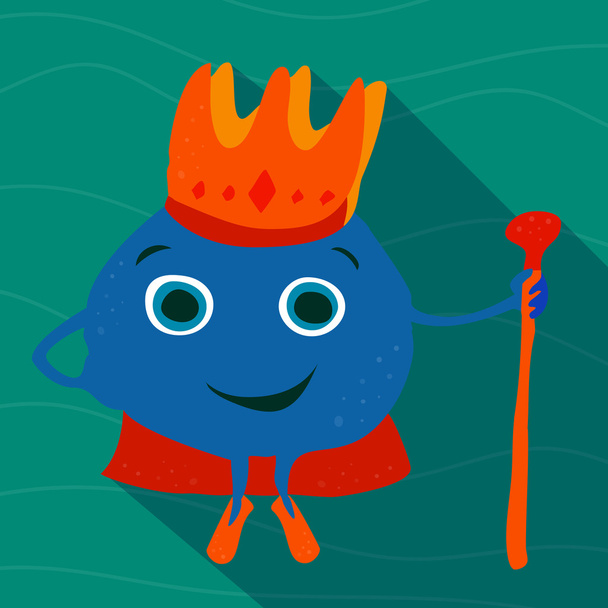 Drawn adult sea king with a crown and staff. - Vector, imagen