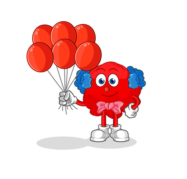the red cloth clown with balloons vector. cartoon characte - Vetor, Imagem