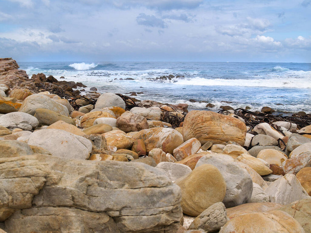 Rocky foreshore and rough seas at Cape Of Good Hope, South Africa. - Fotó, kép