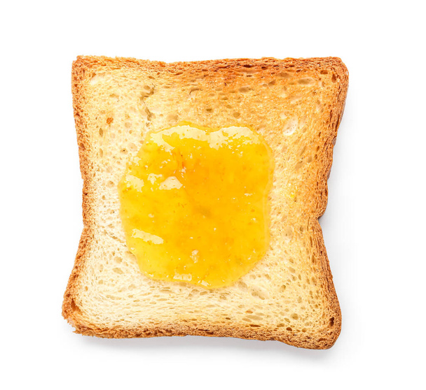 Toast with sweet jam on white background - Fotó, kép