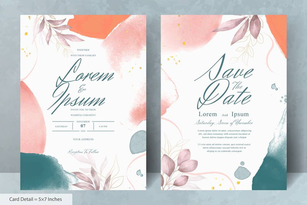 Modèle d'invitation de mariage floral aquarelle peinte à la main - Vecteur, image
