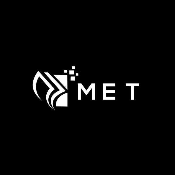MET credit repair accounting logo design on BLACK background. MET creative initials Growth graph letter logo concept. MET business finance logo design.MET credit repair accounting logo design on BLACK background. MET creative initials Growth graph le - Vector, Image