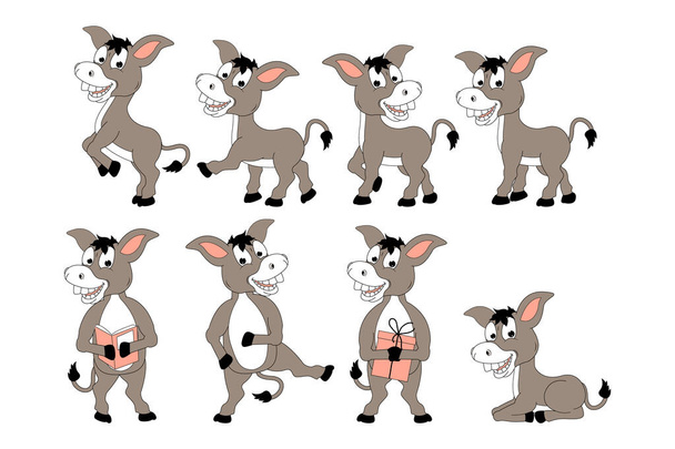 bonito burro animal cartoon gráfico - Vetor, Imagem