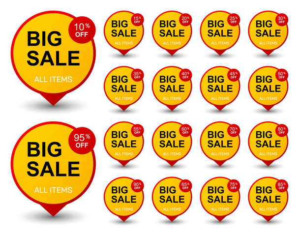 Sale and discount labels on white background - Vettoriali, immagini