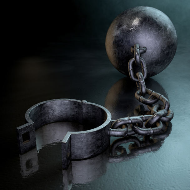 Bola y cadena oscuro
 - Foto, Imagen