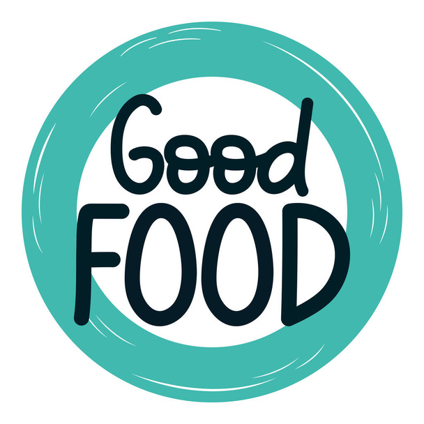 good food lettering over white - Διάνυσμα, εικόνα