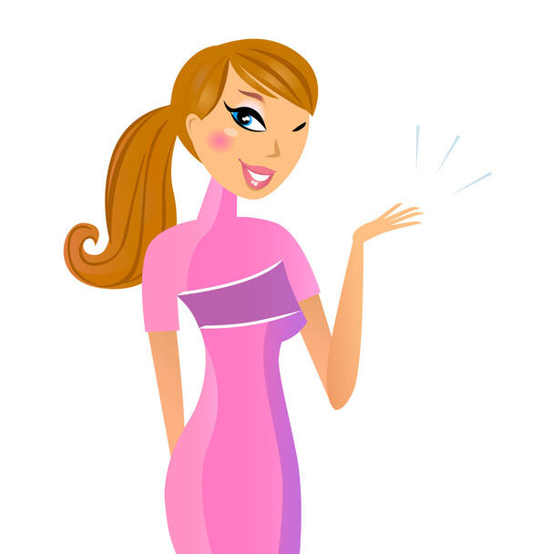 Happy smiling business professional woman explaining something w - Vector, Image
