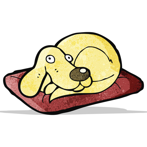 Cartoon hond op bed - Vector, afbeelding