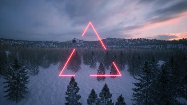 Nature landscape with glow colorful the triangle shines futuristic background 4k - Felvétel, videó