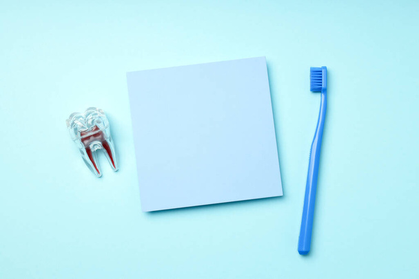 Konzept der Zahnpflege, Zahnpflege, Draufsicht - Foto, Bild
