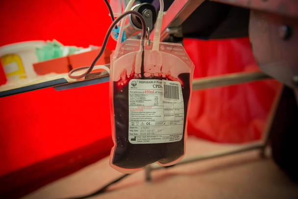Donating blood to save someone's life in the hospital. - Zdjęcie, obraz