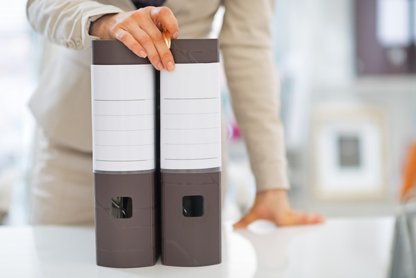 Closeup on business woman with folders - Photo, Image