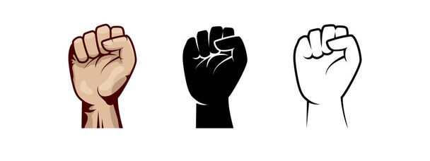 Clenched fist hand vector silhouette. Revolution illustration for poster design. - Vektor, Bild