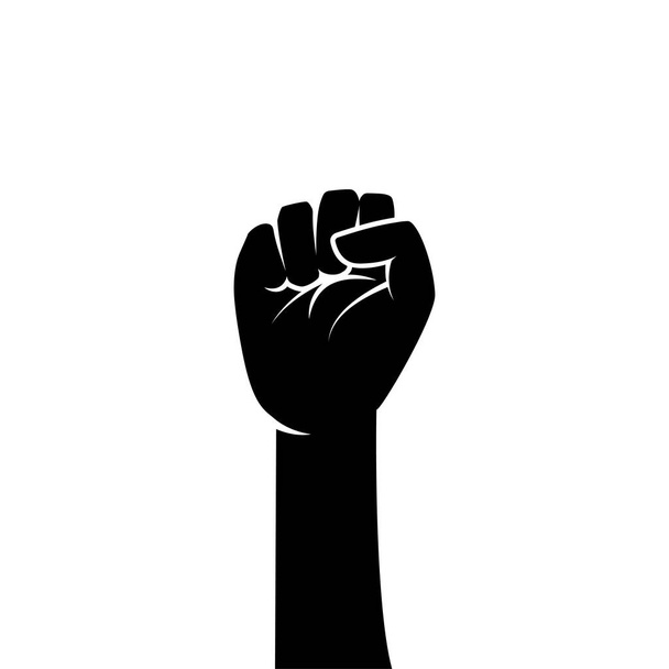 Clenched fist hand vector silhouette. Revolution illustration for poster design. - ベクター画像