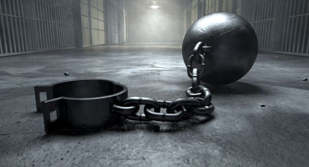 ядро на цепи в тюрьме - Фото, изображение
