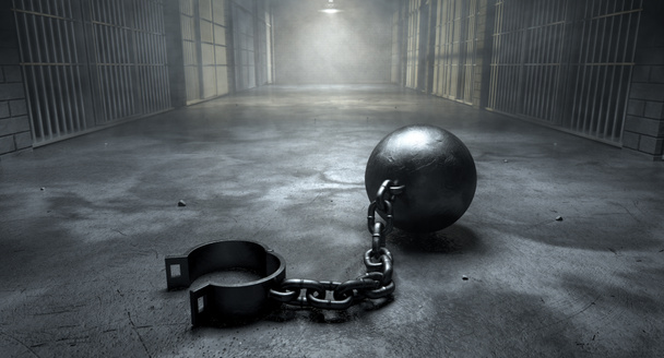 Bola e corrente na prisão
 - Foto, Imagem