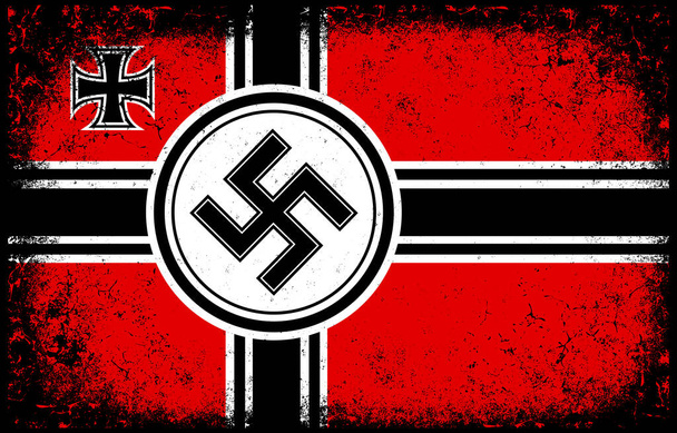 old dirty grunge vintage war ensign of nazi germany flag illustration - ベクター画像