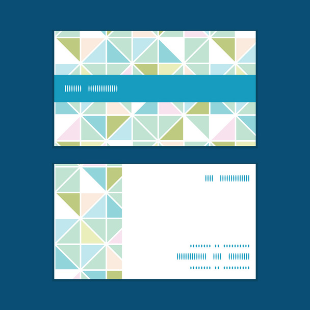 Vector colorful pastel triangle texture horizontal stripe frame pattern business cards set - Wektor, obraz