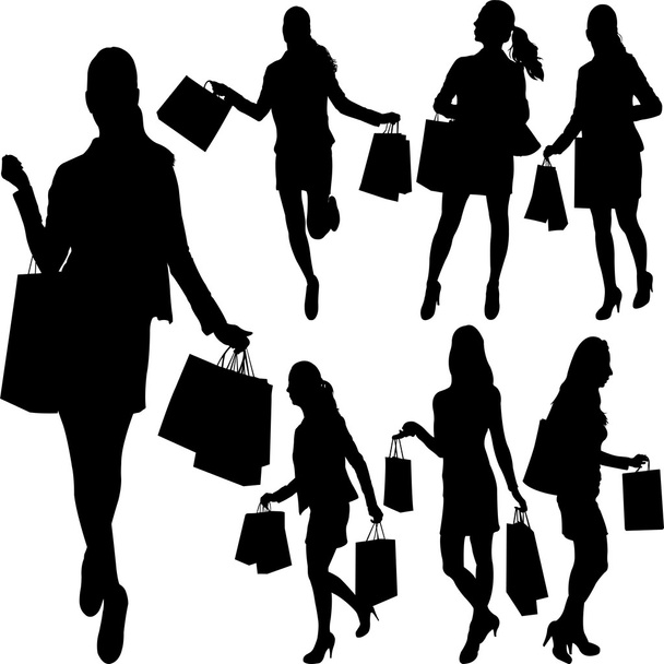 Woman with shopping bags - Вектор,изображение