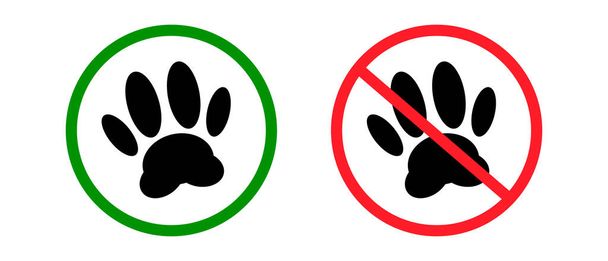 Animals allowed and prohibited. Pet allowed and pet not allowed icon set. Editable vector. - Vektor, Bild