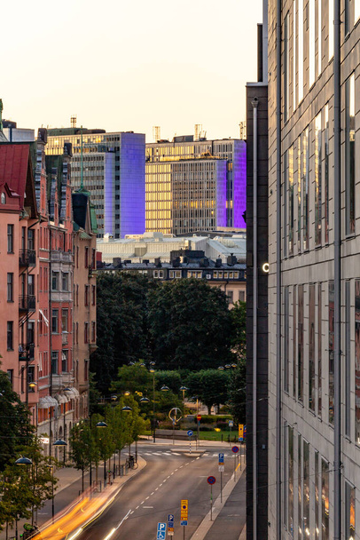 Stockholm, Sweden A view of the blue Hotorget buildings over  Torsgatan. - Fotografie, Obrázek